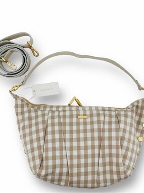 Hammitt Morgan Beige Gingham Dandelion Shoulder Bag Crossbody